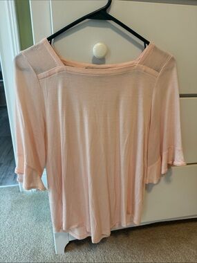 LOFT Pale Pink Boatneck Short Sleeve Top